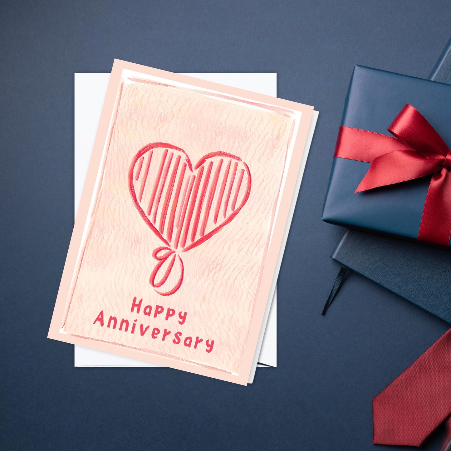 Minimalist Happy Anniversary Card - Folded Greeting Card