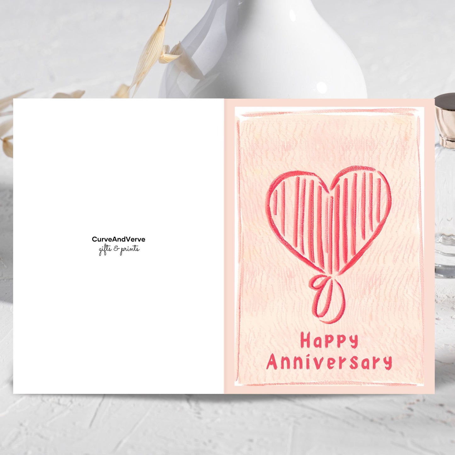 Minimalist Happy Anniversary Card - Folded Greeting Card