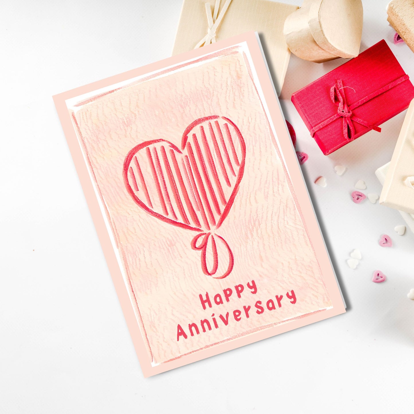 Minimalist Happy Anniversary Card - Folded Greeting Card