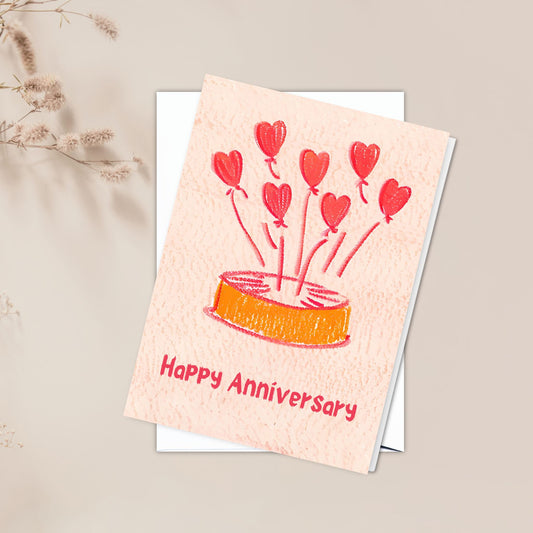 Minimalist Happy Anniversary Card - Whimsical art Greeting Cards