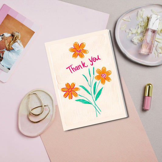 Whimsical Floral Illustration Thank You Cards
