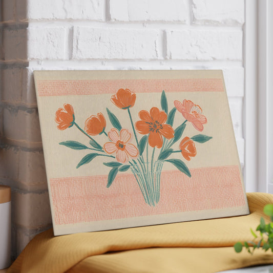 Tempered Glass Serving/Cutting Board featuring a flower bouquet over a serene backdrop. It also functions as a Decorative Platter, a Vanity Tray, a Stove Splash Guard, a Decorative Tile and much more.